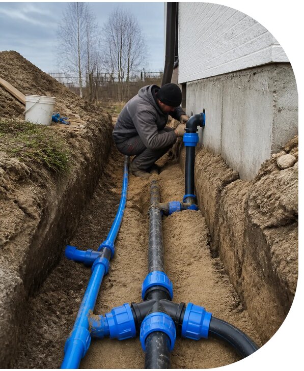 Монтаж наружного водопровода на участке под ключ в Соликамске